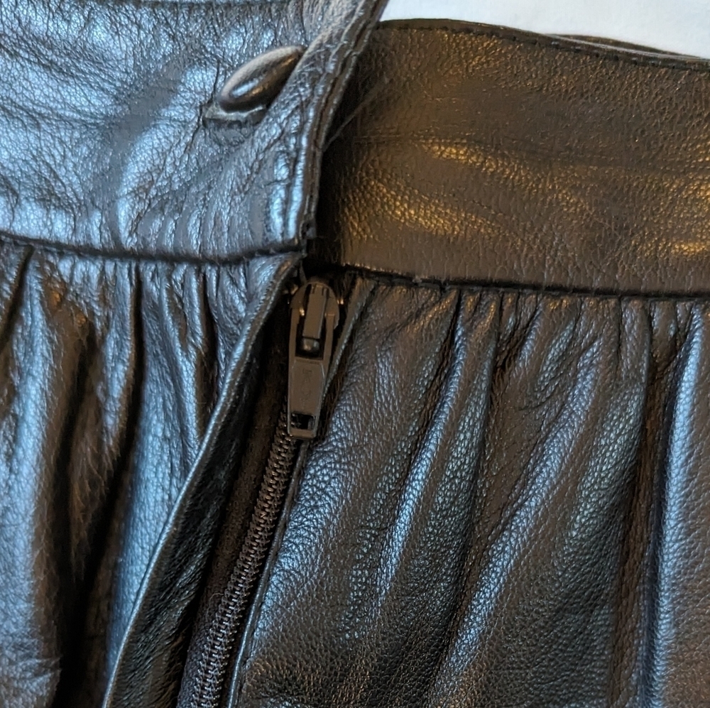 Vintage Friitala Black Leather Pencil Midi Maxi Lined Skirt Size 8 - Picture 7 of 13